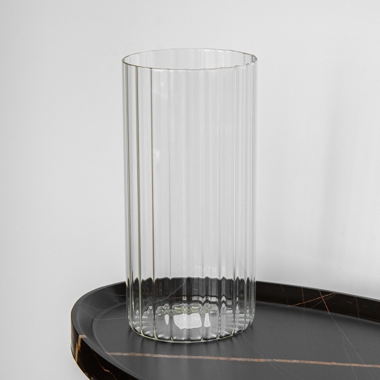 Ваза скляна "Глибина почуттів" прозора ребриста 25 см