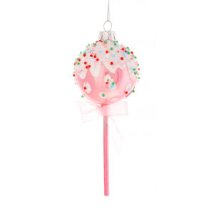 Ялинкова прикраса "Чупа-Чупс" рожевий 15,5 см (скло)