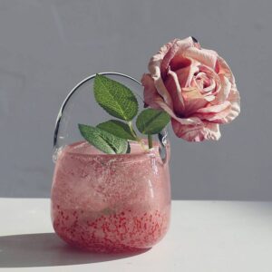 Ваза креативна "Сумка" з однією ручкою в скандинавському стилі, прозора рожева