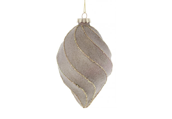 Ялинкова куля "Бурулька із цукровим покриттям" коричневий мокко" 13 см (скло)