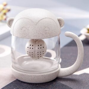 Чашка з фільтром для заварювання чаю з пшеничного волокна та скла, 200-300 мл, мавпочка