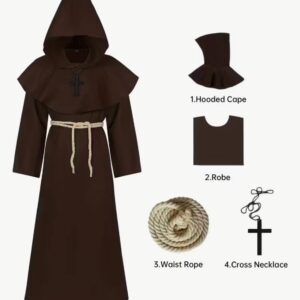 Костюм/ Плащ на Хелловін "Середньовічний Монах" з аксесуарами чорний
