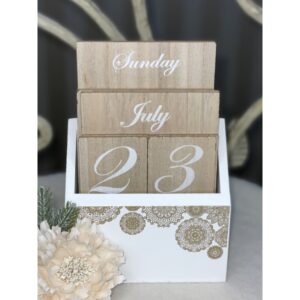 Вічний календар дерев'яний пластини (натуральний/білий)