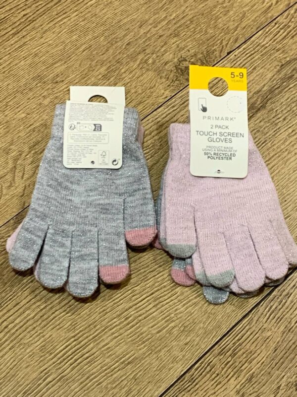 Рукавиці дитячі Primark сірі/рожеві з люрексом