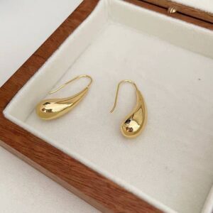 Сережки геометричні краплі дуті золоті (10681)