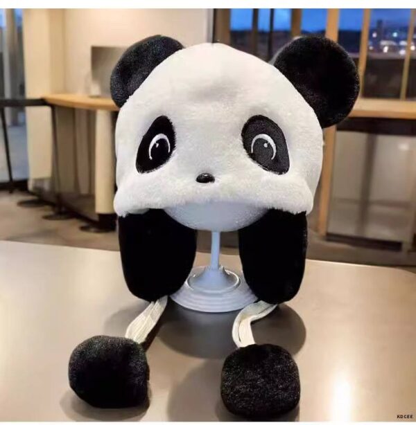 Шапка "Панда" з екохутра/ плюшева біла з чорним