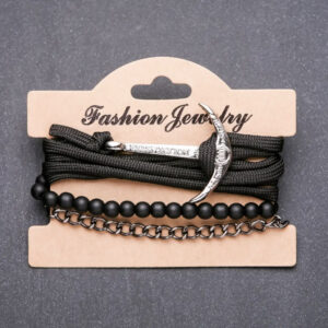 Браслет чоловічий 3 в 1 "Якір" на затяжці