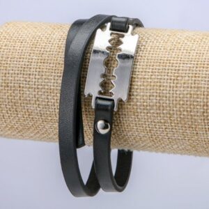 Браслет-ремінь чоловічий еко-шкіра "Лезо" чорний