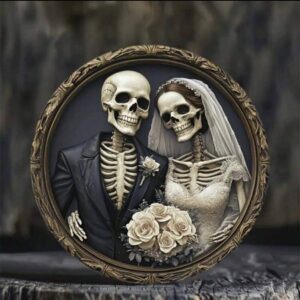 Декор на Хелловін картина "Закохані скелети" 20 см