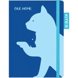 Блокнот B6 Kite "One home" на гумці синій 96 арк. клітинка
