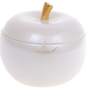 d4994298-81a5-4ea1-98fb-55a27686a668.jpg Ємність/ Шкатулка порцелянова "Яблуко" білий перламутр із золотом 400 мл