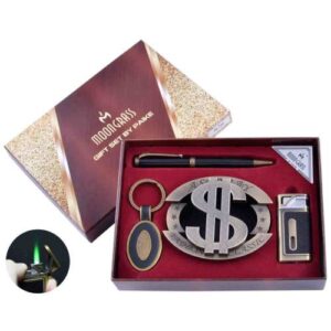 Набір чоловічий подарунковий Moongrass "Долар $" 4 в 1 Попільничка/ Брелок/ Ручка/ Запальничка