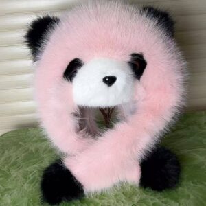 Шапка "Панда" з екохутра рожева