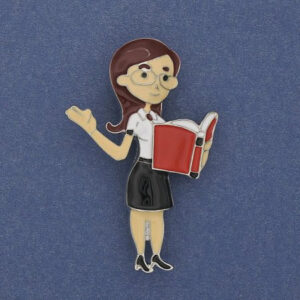 d5dd37c3-d314-4c84-904b-b651afcbd5a9.jpg Брошка "Вчителька" кольорова емаль сріблястий метал 52х33 мм