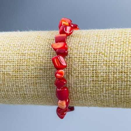 Браслет натур. Перламутр червоний галтівка 8 мм стрейч