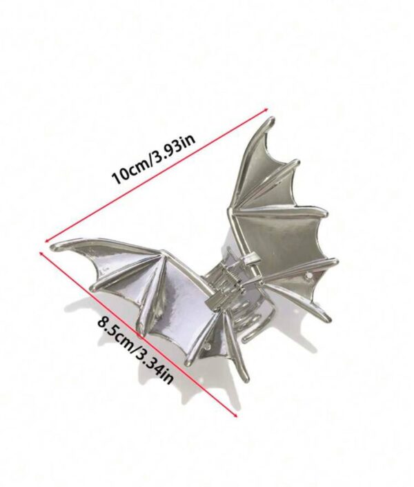 Заколка/ краб для волосся "Кажан" срібна 10*8,5 см