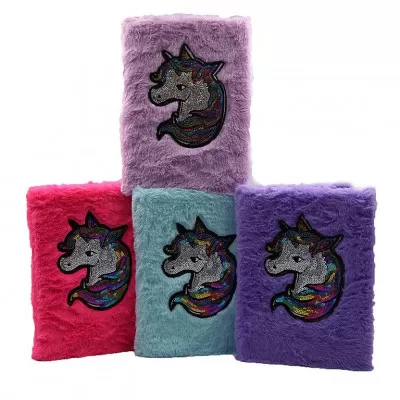 Блокнот А5 плюшевий JO "Єдиноріг з паєтками" 80 арк/ клітинка