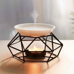 Аромалампа/ Дифузор для підігріву ефірних олій "Геометрія" кераміка+метал чорний
