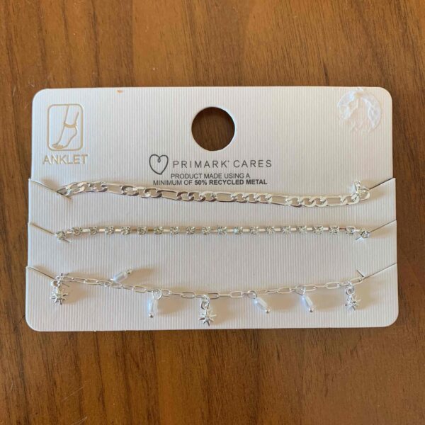 Прикраса на ногу Primark ланцюжки срібні 3 шт