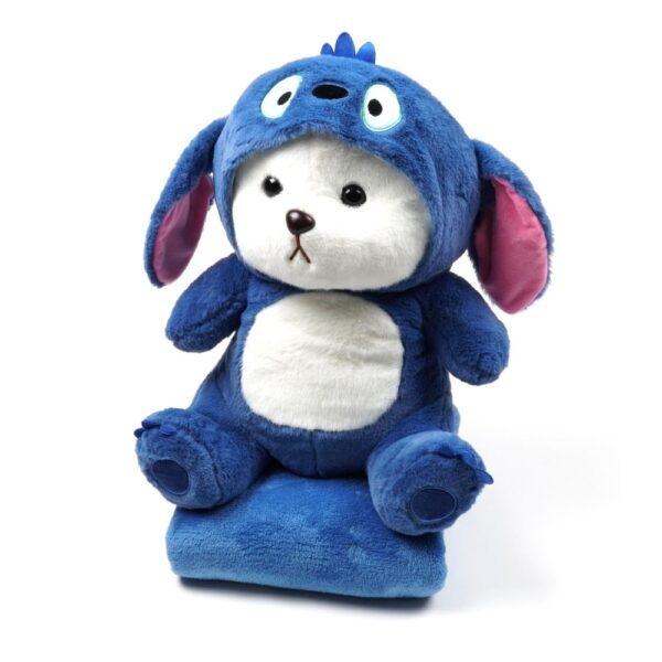 Іграшка-подушка-плед плюшева "Ведмедик в костюмі Стітча" 40 см/плед 100*150 см