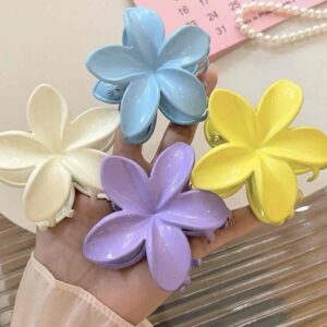 Заколка-краб для волосся «Тропічна квітка» L (7-8 см) однотонна яскрава 1 шт