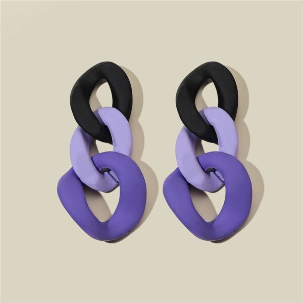 Сережки акрилові "Ланцюг" масивні чорний/ліловий/фіолетовий 4,5 см (8111)