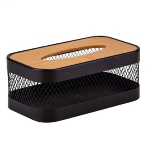 Серветниця "Модерн" 13,5*24,5*10,5 см прямокутна матал/бамбук чорна