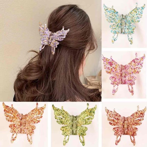 Заколка-краб для волосся "Метелик" великий кольоровий