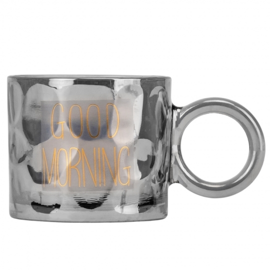 Чашка скляна "Good morning" сіра 270 мл