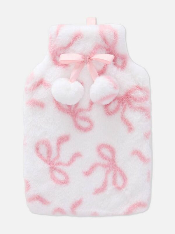 Грілка водяна для тіла Primark "Hot water bottle" 2000 ml біла з бантиками