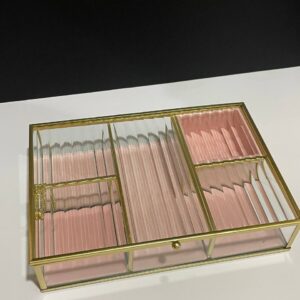 Шкатулка для прикрас скляна оксамитова з золотим обідком Primark