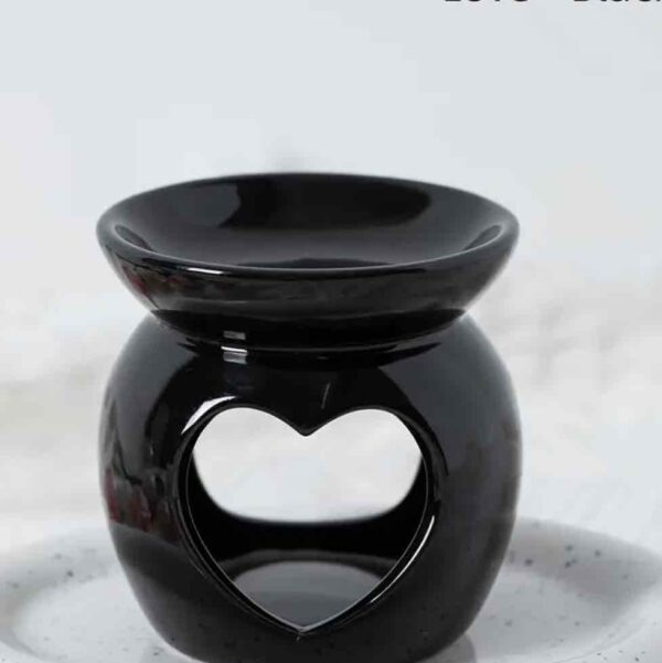 Аромалампа/ Дифузор для підігріву ефірних олій "Серце" керамічний чорний