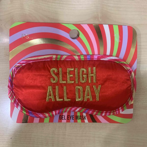 Маска для сну Primark з гелевою вкладкою атласна "Sleigh all day" червона