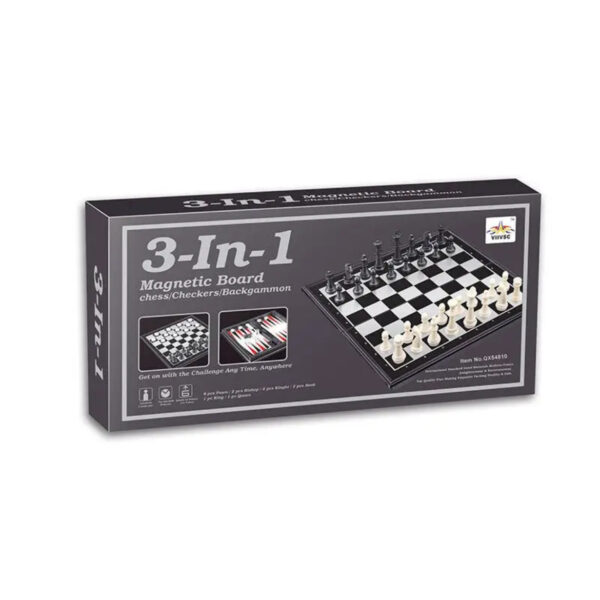 Настільна гра "Шахмати/Шахи/Нарди" магнітні 3 в 1 QX54810 (19х19 см)