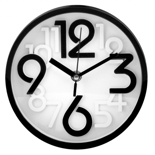 Годинник настінний круглий чорно-білий