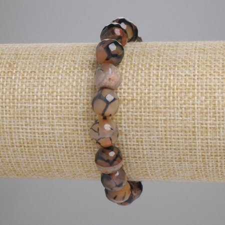 Браслет натур. Агат "Вени Дракона" гранована кулька 9,5 мм стрейч