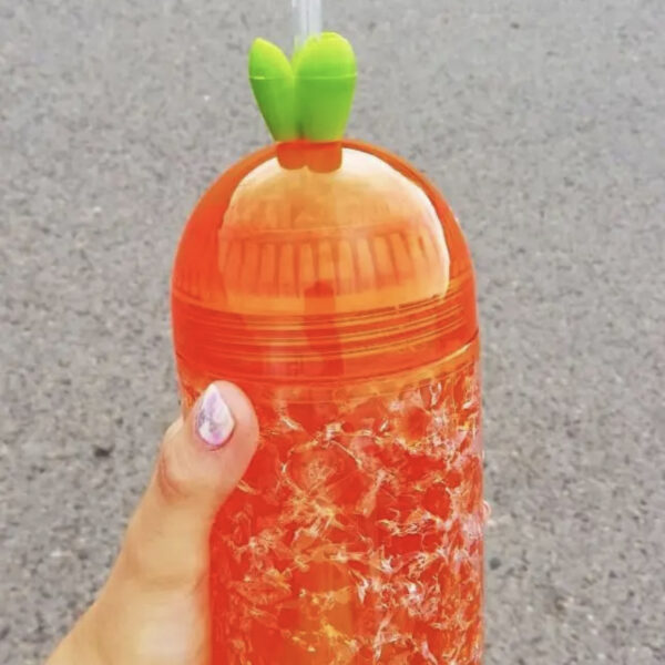 Термосклянка (охолодження) "Морковка" з трубочкою 500 мл оранжева