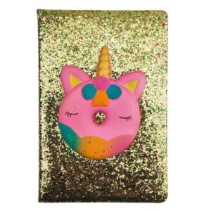 Блокнот А5 WB "Єдиноріг-Пончик" глітер зі сквішем 80 арк.