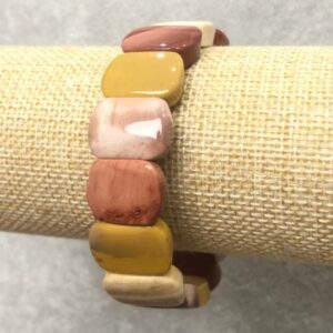 Браслет натур. Яшма Мукаїт бежево-теракотовий ланка 18х13 мм стрейч