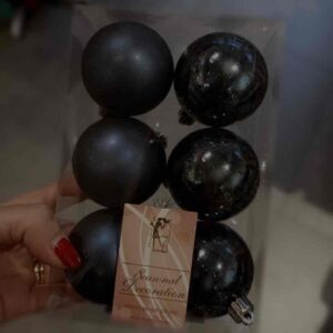 Набір ялинкових іграшок 6 см/ 6шт (пластик) чорний онікс