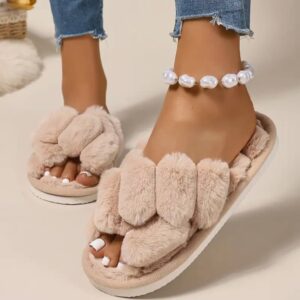 Тапочки жіночі з перехрещеними ремінцями "Шарпей" беж