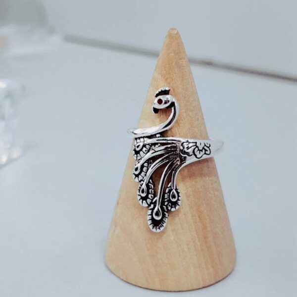 Каблучка металева "Павлін» срібна (10496)