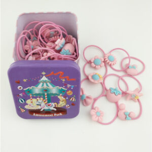 f6138034-d22f-4891-aa23-c29218e2d88e.jpg Гумки для волосся дитячі, набір 40 шт, в коробці карусель, рожеві
