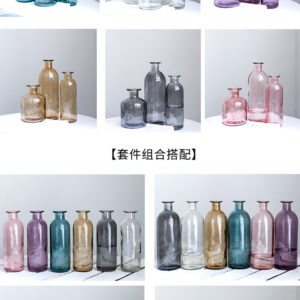 Ваза "Пляшка", кольорове скло, 20 см/18см/11см