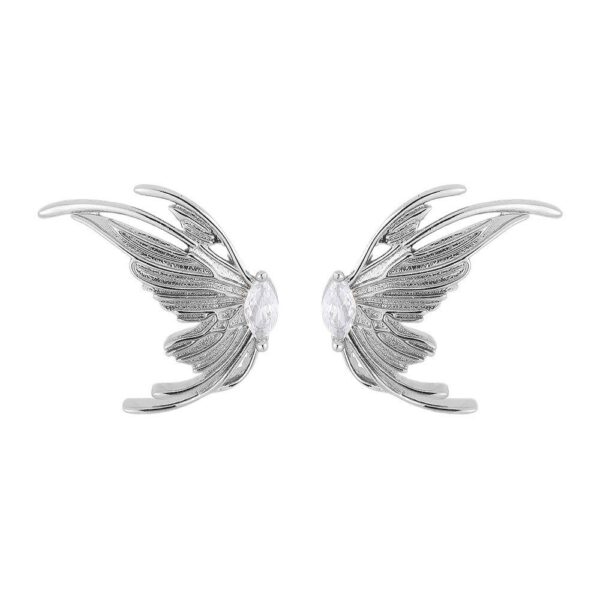 Сережки "Крила" з білим камінцем срібні (10595)
