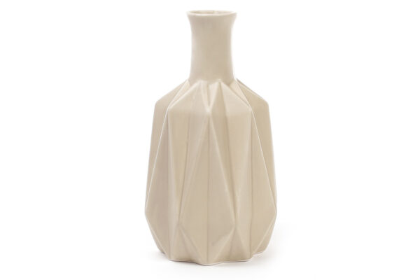 Ваза керамічна "Пляшка" рельєфна беж/ пісочна 20 см