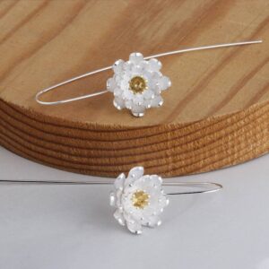 Сережки металеві "Квіти" протяжні срібні (10433)