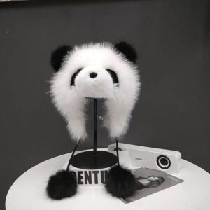 Шапка "Панда" з екохутра біла