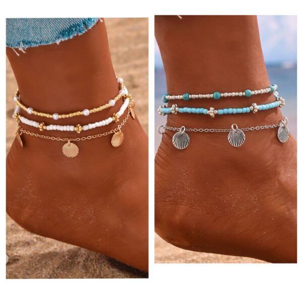 Прикраса на ногу "Мушля" ланцюжки 3 шт (1765)
