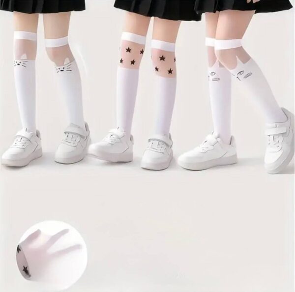 Шкарпетки/ Панчохи дитячі "Котики/ Зірочки" капронові білі